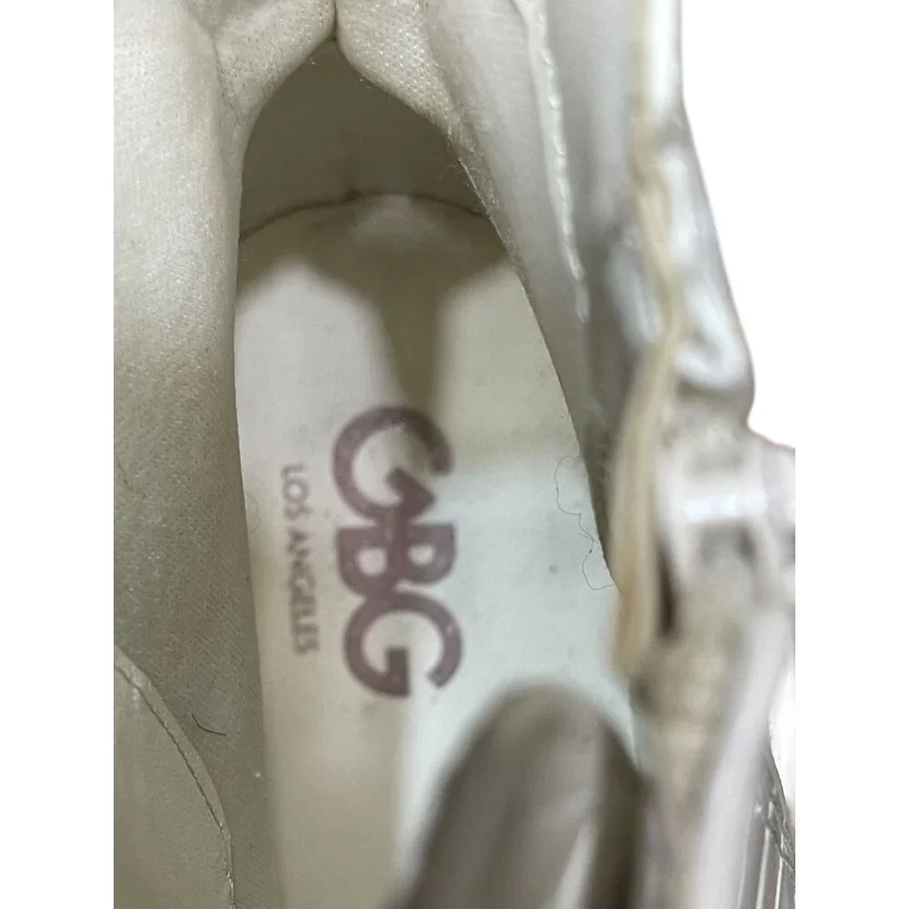 CBG Los Angeles White Croc-Embossed Lace-Up Platform Boots 10M Faux‎ Leather